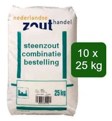 Combi 5x 25 kg steenzout normaal en 5x 25 kg steenzout grof